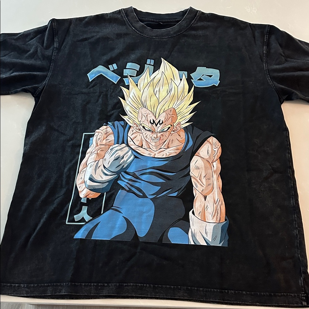 Black Graphic T-Shirt with Anime Character